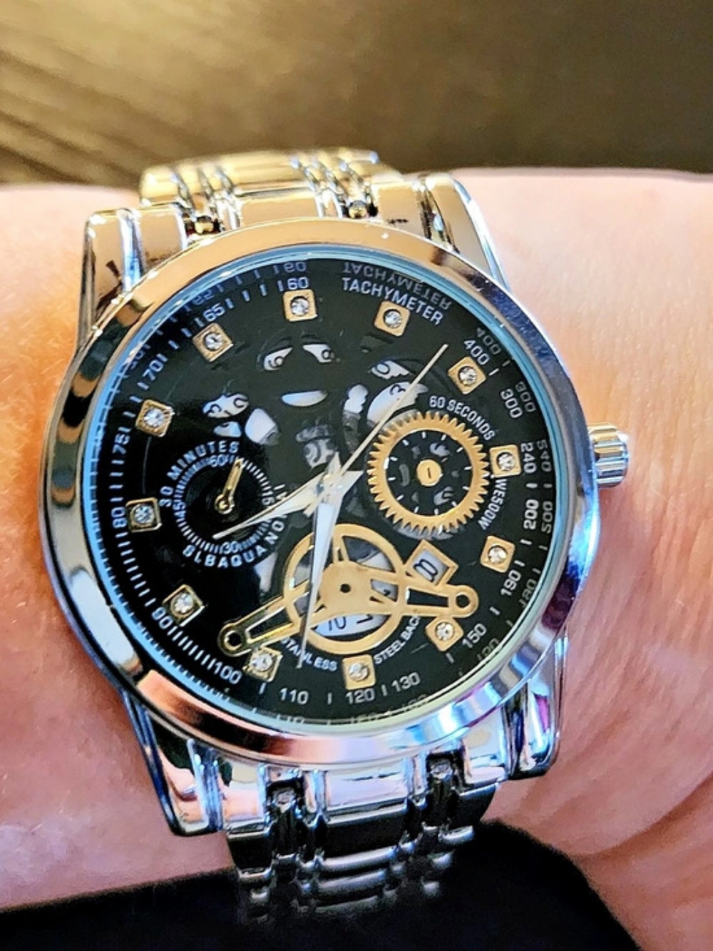 Fourron Chronograph-Style Watch in Silver & Black